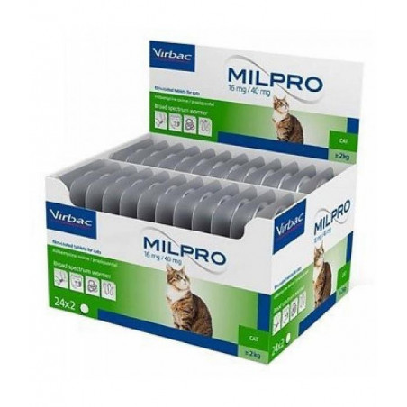 MILBACTOR® 16 mg/40 mg Comprimé pelliculé pour chats pesant au moins 2 kg -  Med'Vet