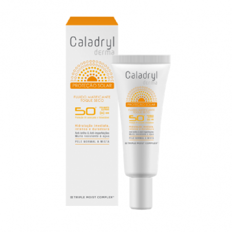 Caladryl Derma Sun Fluide Matifiant Visage Sèche SPF50 + 40 ml