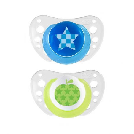 Chicco Chupeta Physio Air Silicone Azul 6-16m 2 unidades