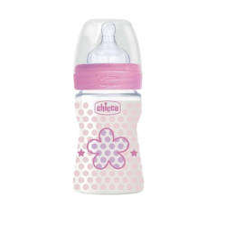 Chicco Well-Being Pink Silicone Bottle Normal Flow 0m + 150ml