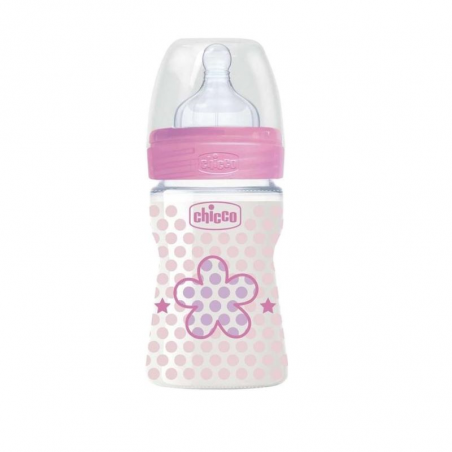 Chicco Well-Being Pink Silicone Bottle Normal Flow 0m+ 150ml