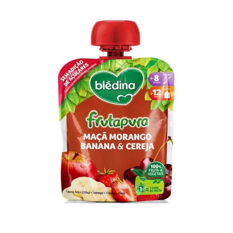 Blédina Frutapura Saqueta Maçã Morango Banana e Cereja 90g