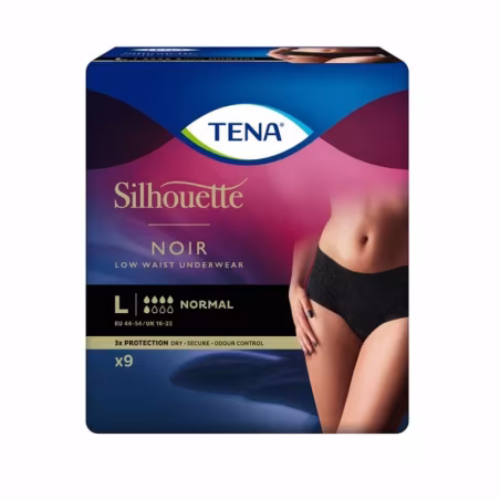 TENA Silhouette Normal Cintura Baixa Negro Tamanho L 9unidades