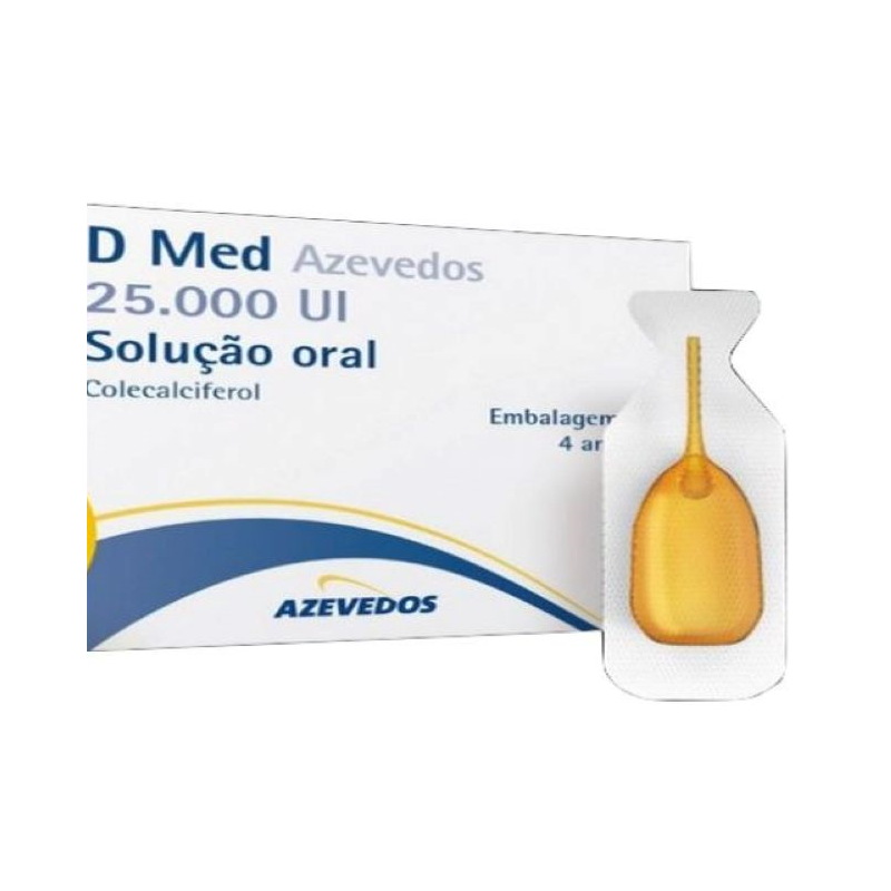 D Med Azevedos 25000 U.I./1 mL Solução Oral 4 ampolas