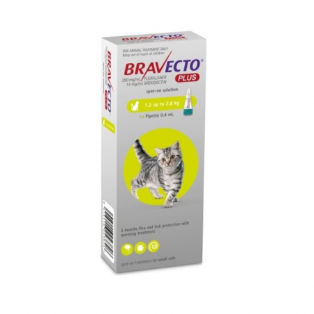 Bravecto Plus Gatos 1,2-2,8kg 1pipeta