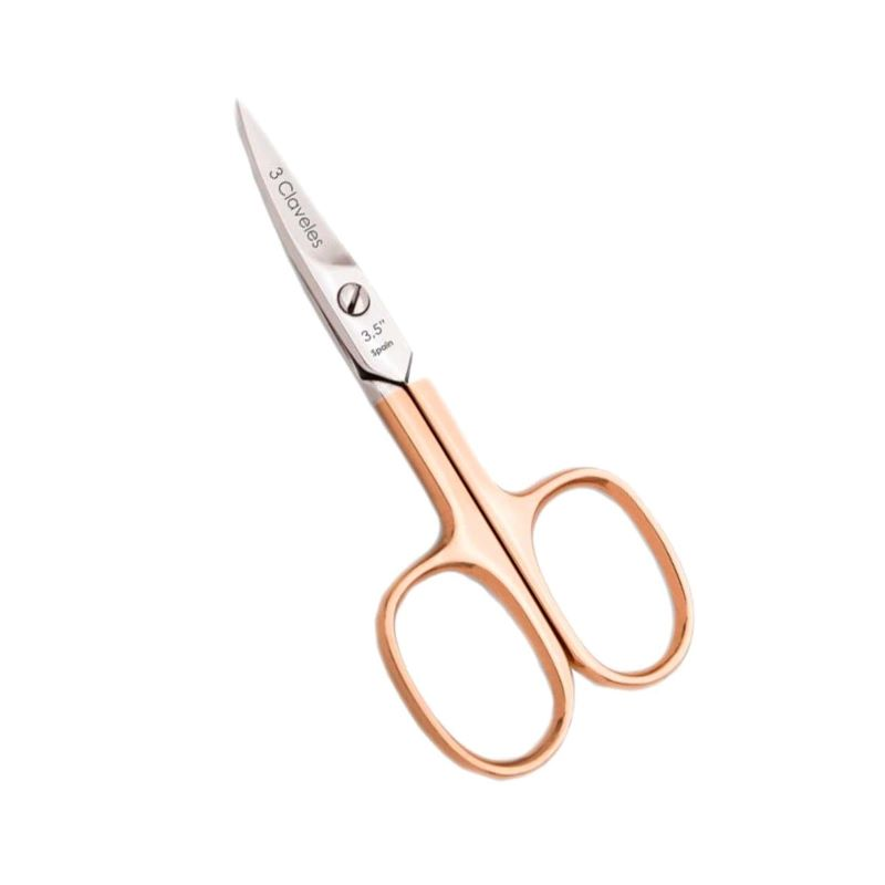 3 Claveles Rose Gold Tesoura Cutículas Curva 9cm