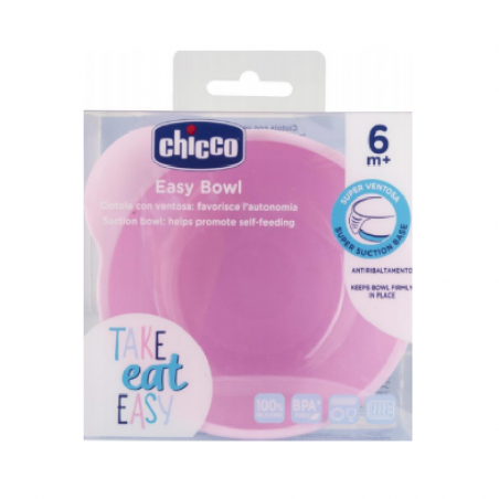 Chicco Take Eat Easy Tigela Silicone Rosa 6m+