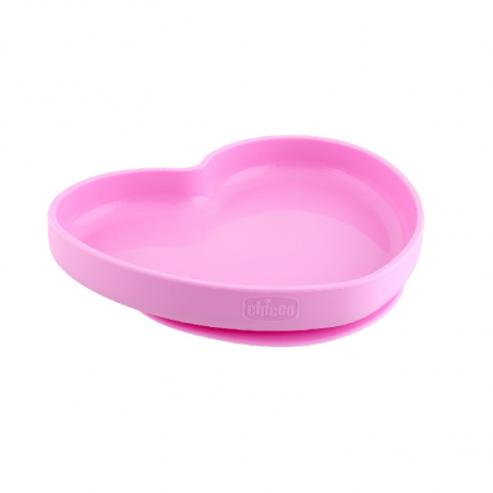 Chicco Take Eat Easy Prato Silicone Heart Rosa 9m+ Chicco Take Eat Easy Prato Silicone Heart Rosa 9m+