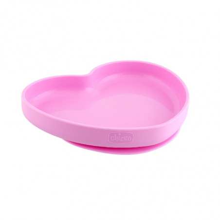 Chicco Take Eat Easy Prato Silicone Heart Rosa 9m+