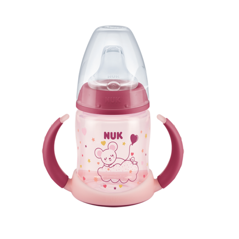 Bouteille d'apprentissage nocturne Nuk First Choice 6-18 mois rose 150 ml