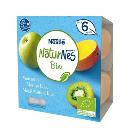 Nestlé NaturNes Bio Fruit Cups Apple Mango Kiwi 4x90g