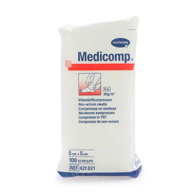 Medicomp Non-Sterile Non-Woven Compresses 5x5cm 100 units