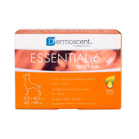 Dermoscent Essential 6 Spot-On Cães 20-40 Kg 4 pipetas