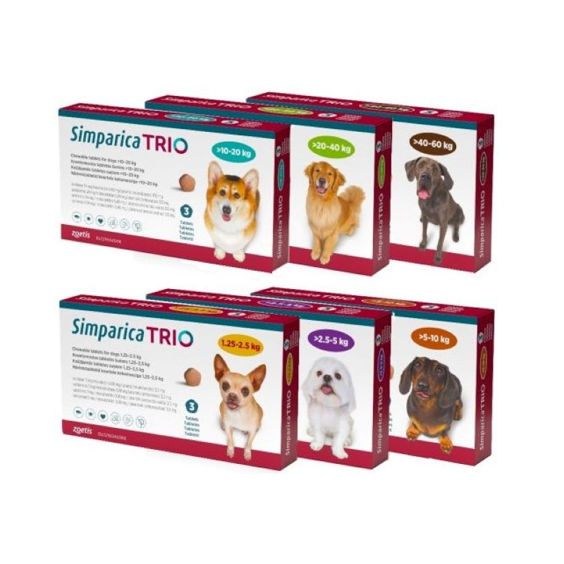 Simparica Trio Dog 1.25-2.5kg 3 chewable tablets
