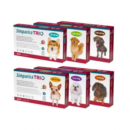 Simparica Trio Dog 1,25-2,5 kg 3 comprimidos masticables
