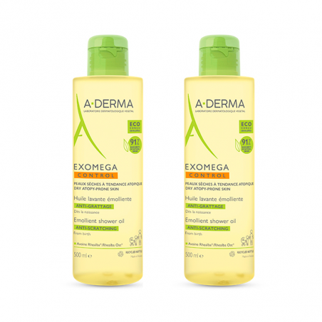 A-Derma Exomega Control Shower Oil 2x500ml