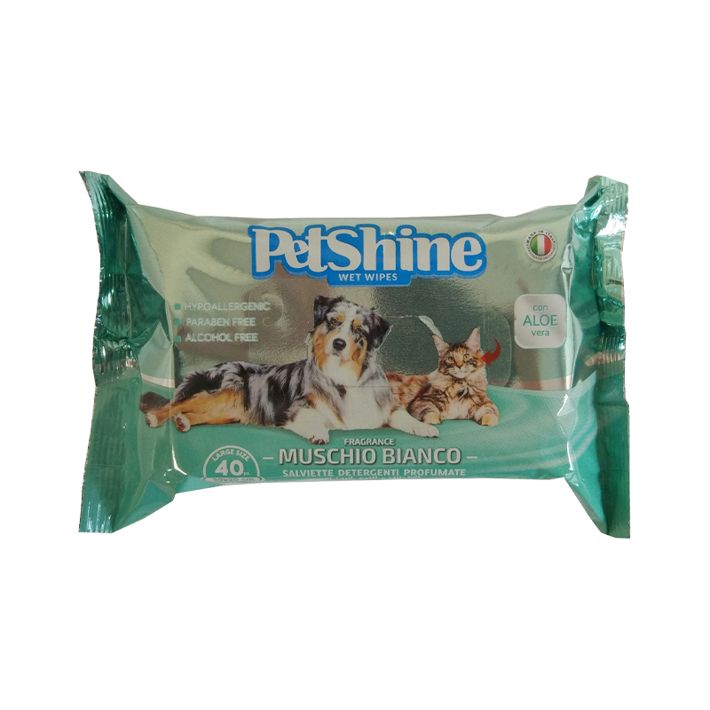 Petshine Toalhitas Almíscar Branco 40 unidades