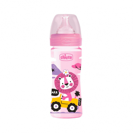 Chicco Well Being Biberón Flujo Medio +2m 250ml Rosa