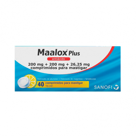 Comprimés à croquer Maalox Plus 200 + 20 + 26,5 mg