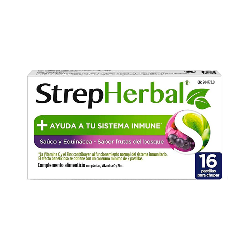 StrepherbalSabugueiro e Equinácea Sabor a Frutos do Bosque 16 Pastilhas