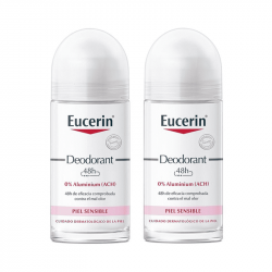 Eucerin Deodorant 48h 0% Roll-On Aluminum 2x50ml