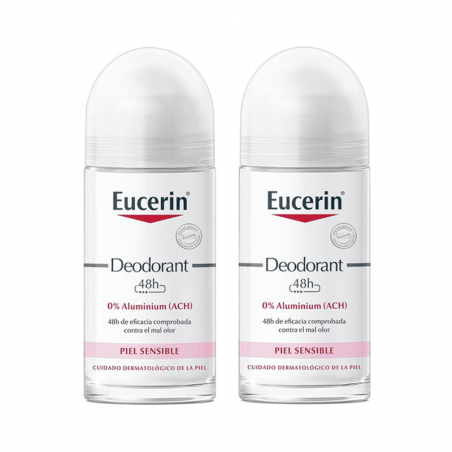 Eucerin Deodorant 48h 0% Roll-On Aluminum 2x50ml