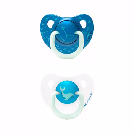 Suavinex Night & Day Silicone Chupeta 0-6m 2 unidades Azul