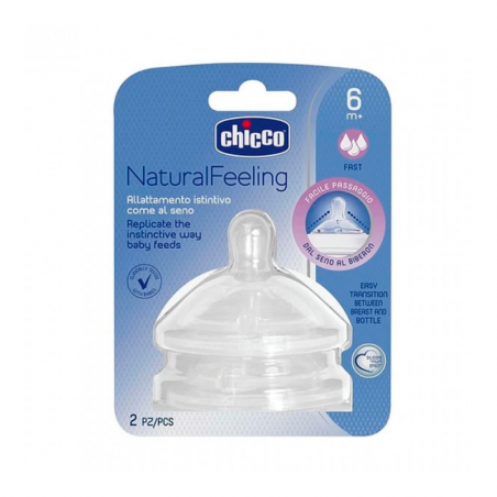 Chicco NaturalFeeling Tetina Flujo Rápido +6m 2 unidades