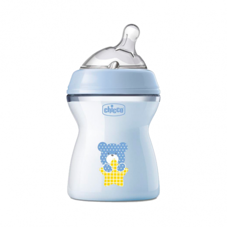 Chicco NaturalFeeling Biberón Flujo Medio +2m 250ml Azul