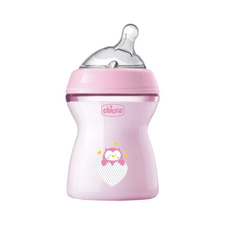 Chicco NaturalFeeling Biberon Débit Moyen Rose 250ml 2m+ Chicco NaturalFeeling Biberon Débit Moyen Rose 250ml 2m+