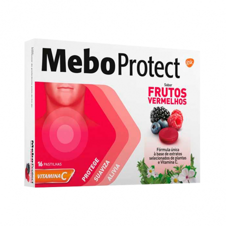 Meboprotect Frutos Vermelhos Pastilhas Garganta 16unidades