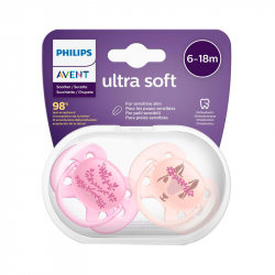 Philips Avent Sucette Ultra Soft Rose 6-18m 2pcs