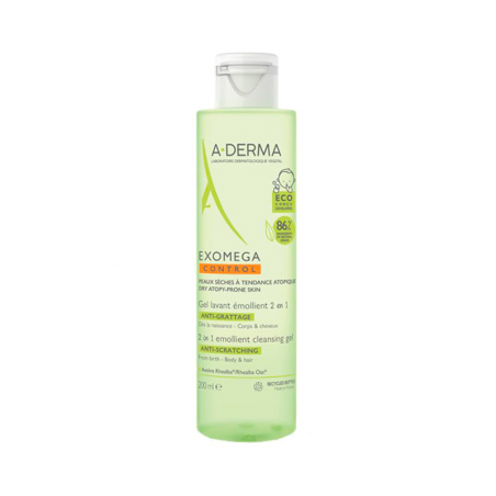 A-Derma Exomega Control Emollient Cleansing Gel 2 in 1 Body and Hair 200ml