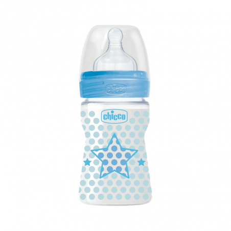 Chicco Well-Being Biberon Silicone Bleu Débit Normal 0m+ 150ml