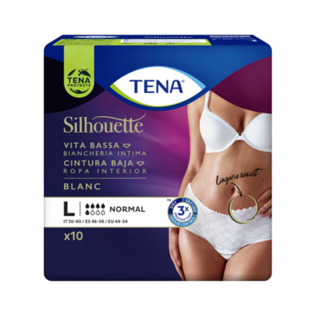 TENA Silhouette Normal Taille Basse Blanc Taille L 10unités