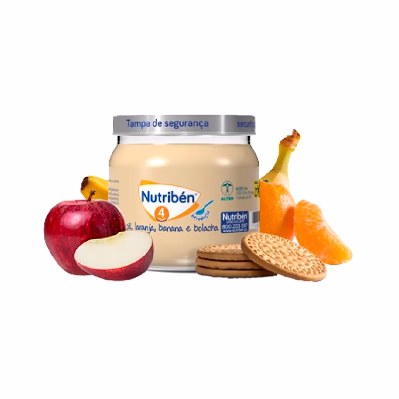 Nutribén Boião Maça, Laranja, Banana e Bolacha 120g
