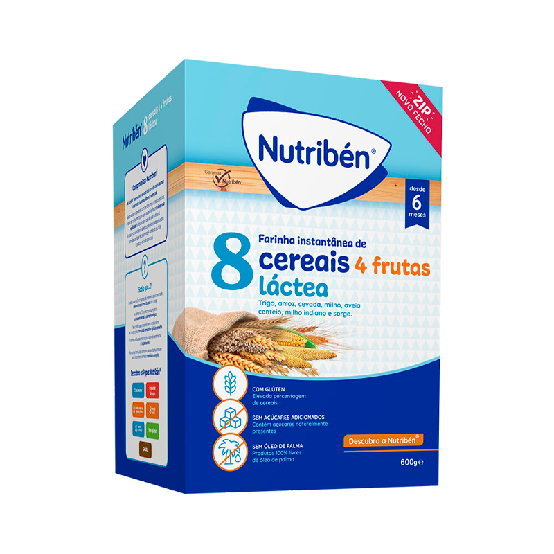 Nutribén Papa 8 Cereais 4 Frutas Láctea 6m+ 600g