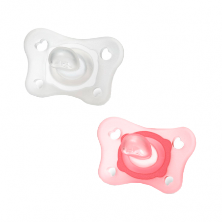Chicco Mini Soft Silicone Pacifier 0-2m 2pcs Pink
