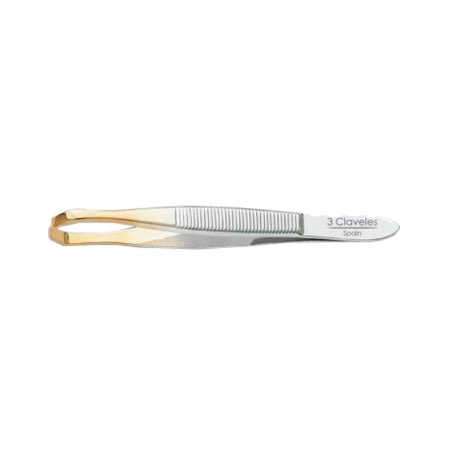 3 Claveles Oblique Hair Removal Tweezers with Gold Tip 8cm