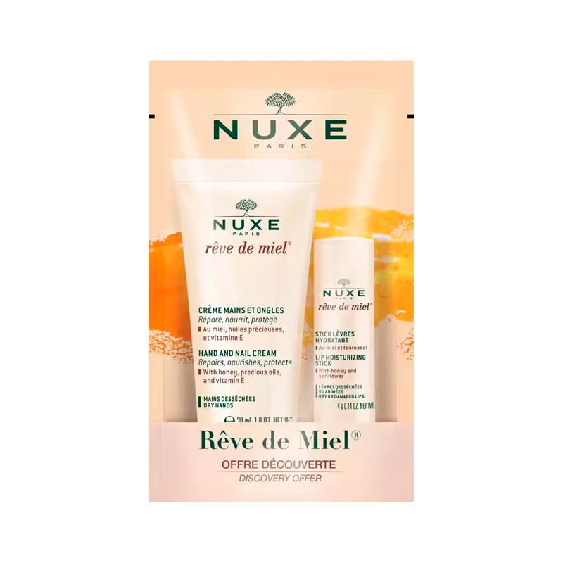 Nuxe Rêve de Miel Crème Mains et Ongles 30ml + Stick Lèvres 4g