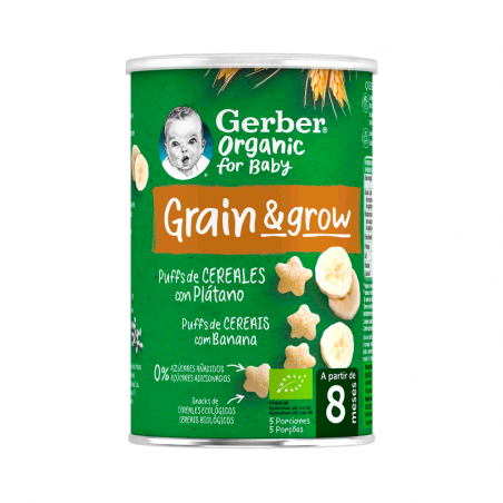 Nestlé Gerber Organic Grain & Grow Bouffées de Céréales à la Banane 8M+ 35g