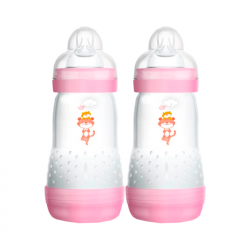Mam Easy Start Anti-Cramping Bottle +0m 2x260ml Pink Tiger