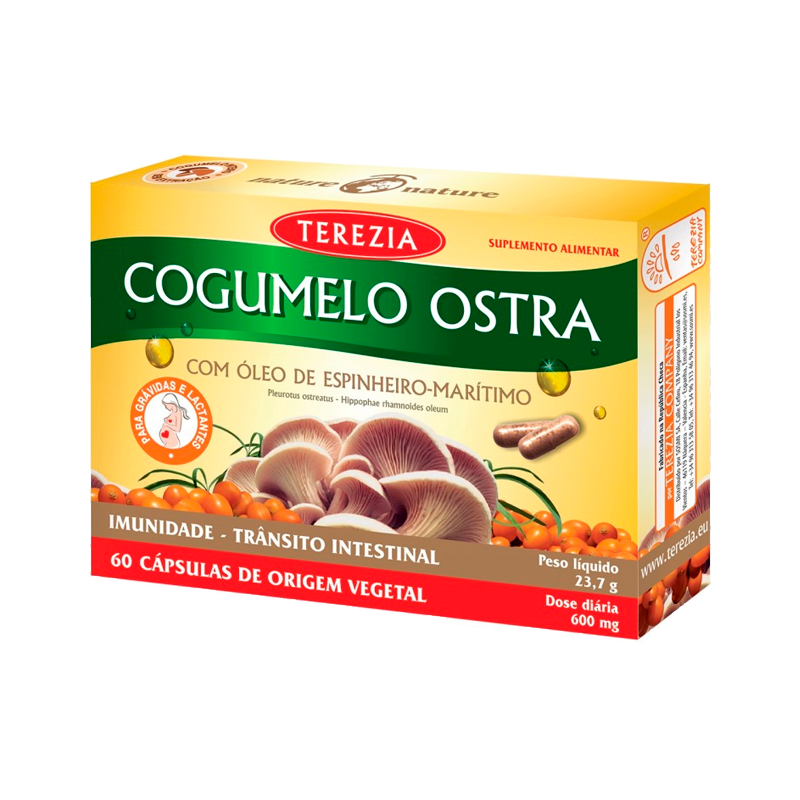 Terezia Cogumelo Ostra com óleo de Espinheiro - marítimo 60 cápsulas