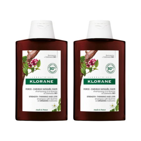 Klorane Quinina Bio Champô Fortificante Antiqueda 2x400ml