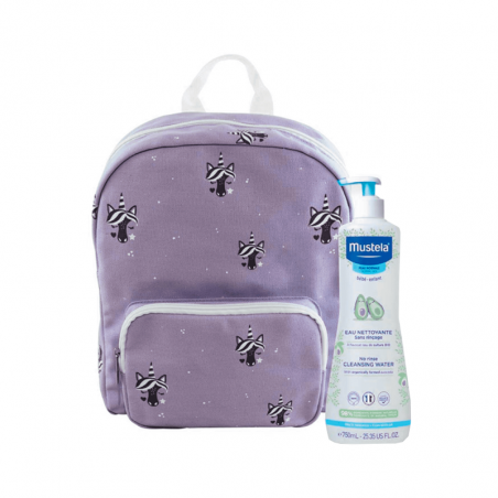 Mustela Cleansing Water 750ml + Lilac Backpack