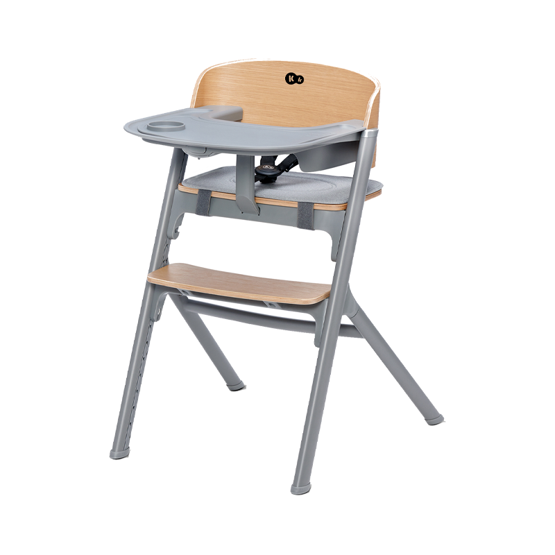 Kinderkraft Livy Chaise Gris/Bois + Calmee Chaise Longue Gris