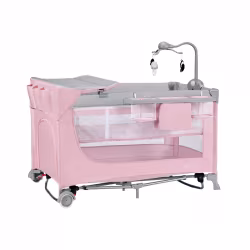 Kinderkraft Leody Lit de Voyage Rose avec Accessoires