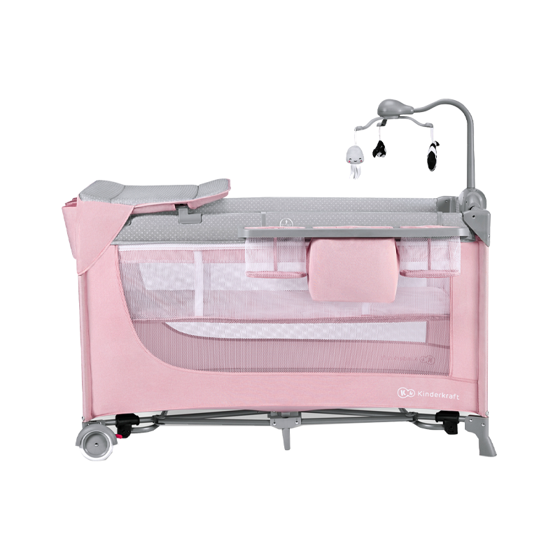 Kinderkraft Leody Lit de Voyage Rose avec Accessoires