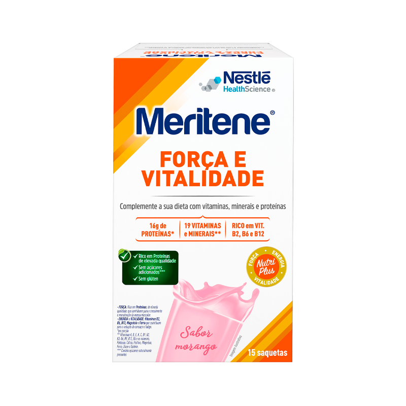 Meritene Força e Vitalidade Morango Saquetas 15x30g