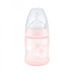 NUK First Choice + Baby Rose & Blue Pink Silicone Teat Bottle 0-6m 150ml